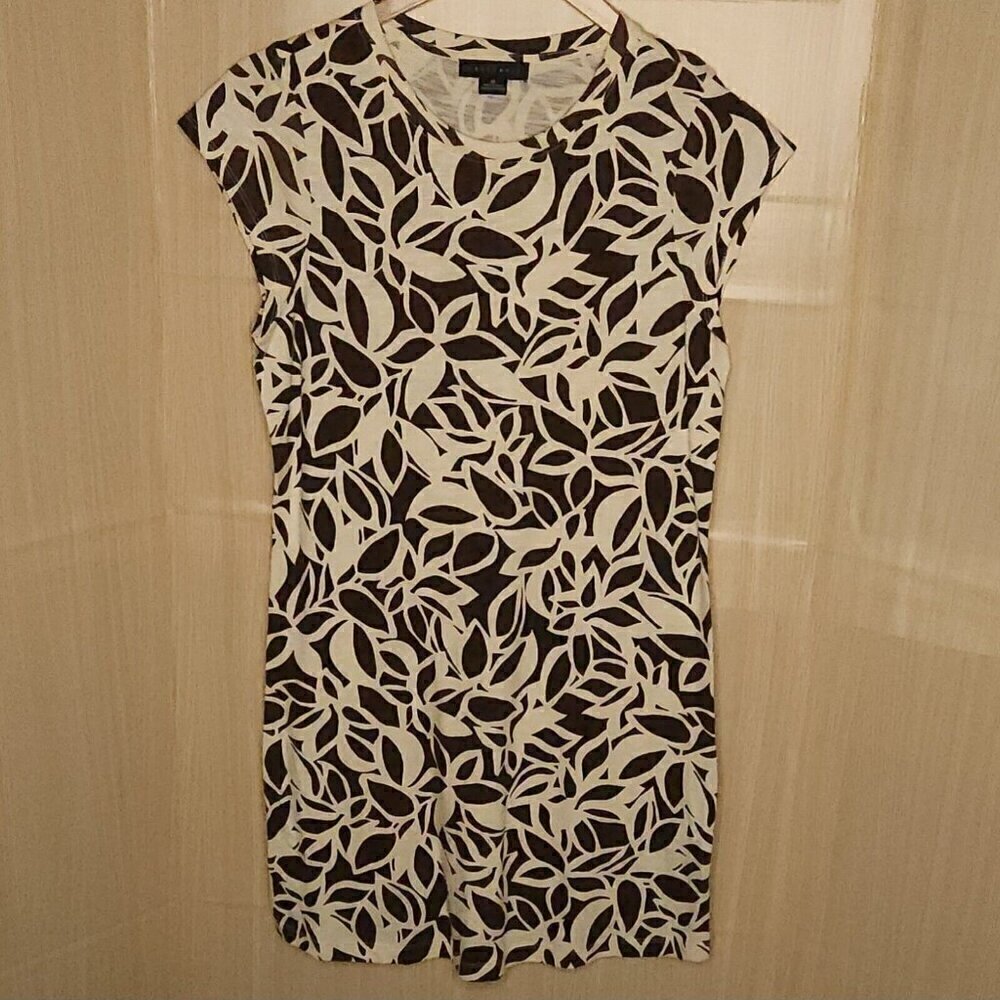 Sanctuary Tan Brown Floral Cap Sleeve Shirt Dress Medium